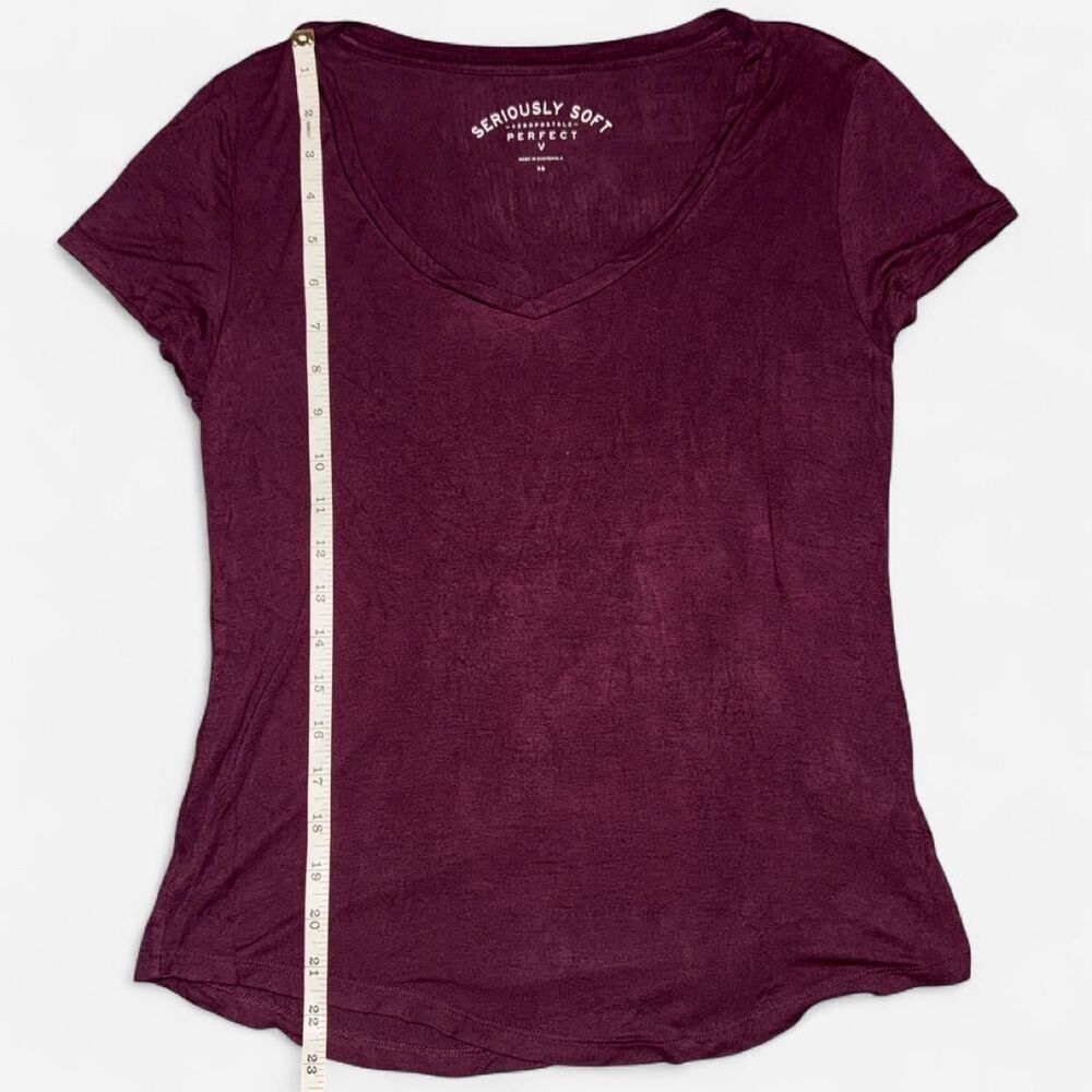 Aeropostale Seriously Soft Burgundy Maroon Short Sleeve V-Neck Shirt; SIZE XS - Picture 4 of 6